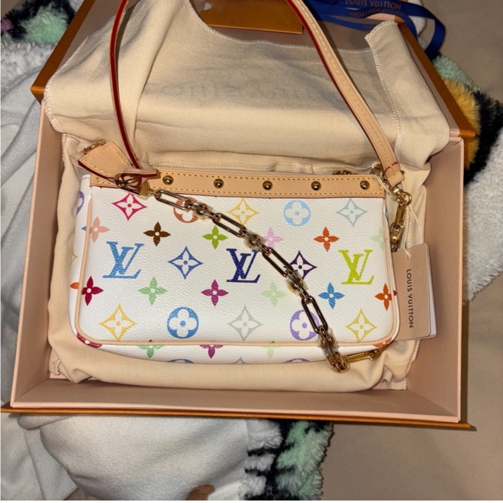 SOLD *EB 2025 LV X TM Murakami Multicolor Pochette Accessories Bag- NWT - Picture 3 of 14